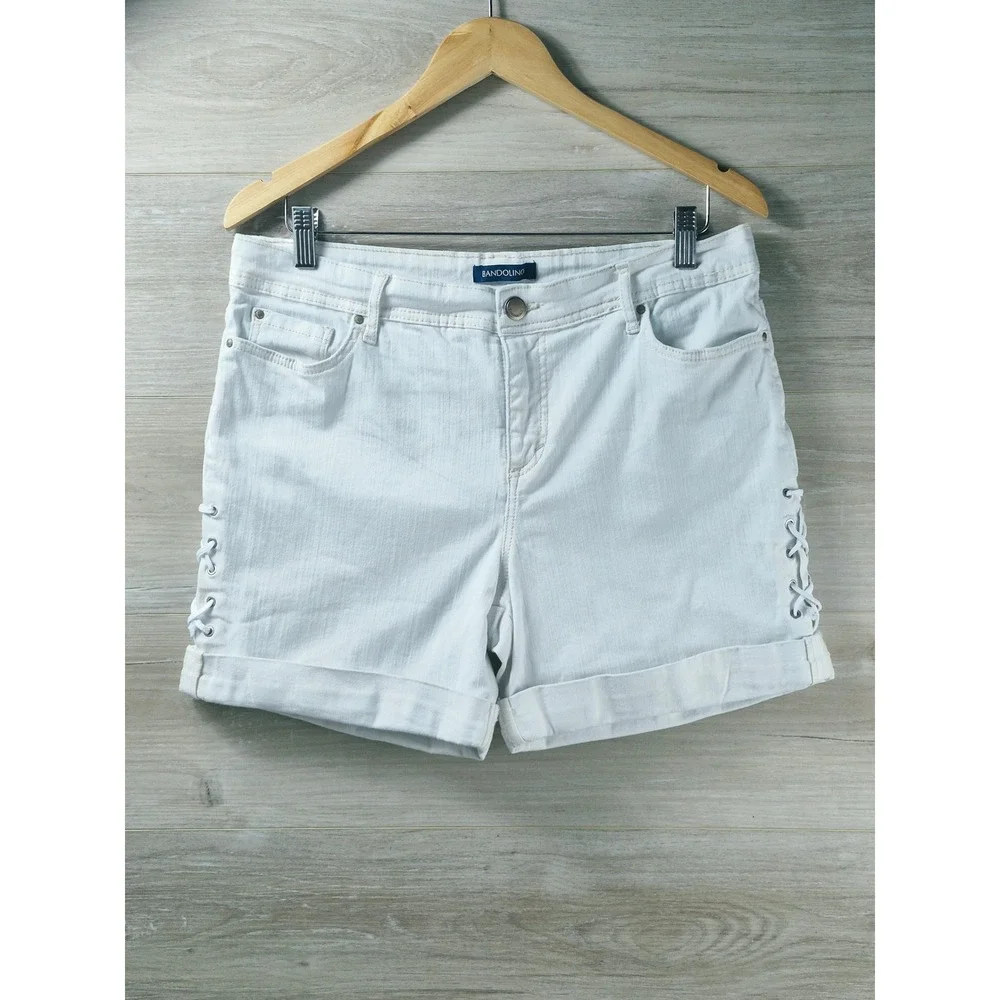 Bandolino Mandie Shorts Women 12P White Excellent Lace Up Denim